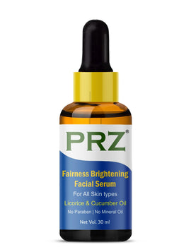 PRZ Fairness Brightening Facial Serum (30ML) For All Skin types - Under Eye Dark Circles, Anti Aging, Skin Fairness Brightening With Licorice & Cucumber Oil (No Paraben | No Mineral Oil)