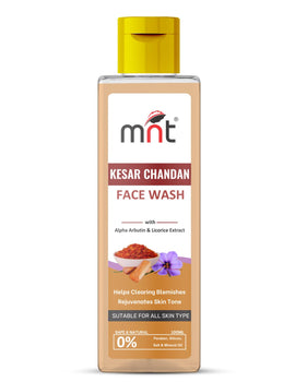 MNT Kesar Chandan Face Wash with Alpha Arbutin & Licorice Extract | Clears Blemishes and Rejuvenates Skin Tone, 100 ml