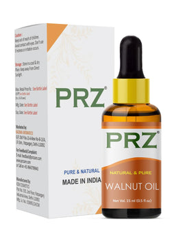 PRZ Walnut Cold Pressed Carrier Oil - Pure Natural & Therapeutic Grade Oil for Aromatherapy Body Massage, Skin Care & Hair Care