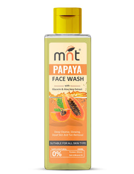 MNT Papaya Face Wash with Glycerin & Aloe Vera Extract for Deep Cleanse, Glowing, Dead Skin and Tan Removal, 100 ml
