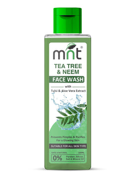 MNT Tea Tree & Neem Face Wash with Tulsi & Aloe Vera Extract for Acne & Pimples | Detoxifies Skin | Purifies for Glowing Skin, 100 ml
