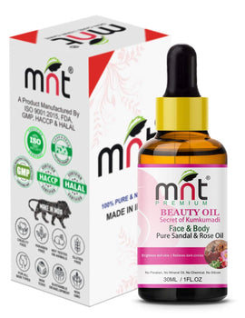 MNT Beauty Oil Kumkumadi with Pure Sandal & Rose Oil (30ml) For Brightens dull skin & Reduce dark Spots
