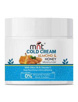 MNT Almond & Honey Cold Cream for Face, Hand and Body | Winter Moisturizer for Dry Skin with Olive Oil & Vitamin E | For Men & Women | 100 g