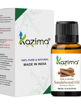 KAZIMA Sandalwood Oil for Skin, Face & Aromatherapy | Pure & Natural Sandalwood Essential Oil (Chandan Oil) for Stress Relief & Relaxation | Sandalwood Oil for Diffuser & Pooja | 15 ml