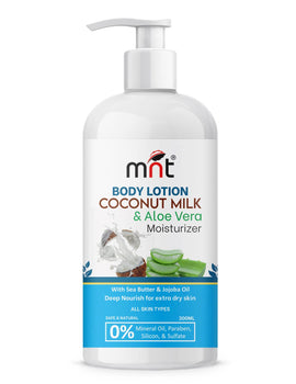 MNT Coconut Milk & Aloe Vera Moisturizing Body Lotion, 300ml – Hydrating, Nourishing Skin Care for Smooth, Soft, Healthy Skin