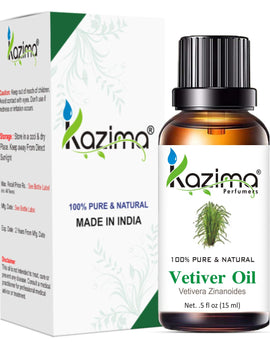 KAZIMA Vetiver Essential Oil - 100% Pure Natural & Undiluted For Skin & Hair care (15ml)