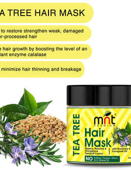 MNT Tea Tree Hair Mask with Rosemary & Fenugreek Oil for Hair Repair, Restore & Strengthens Dandruff Control, 100g