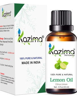 KAZIMA Lemon Essential Oil 100% Pure Natural Steam Distilled & Therapeutic Grade Enriched In Vitamin C & Natural Antioxidants (15ml)