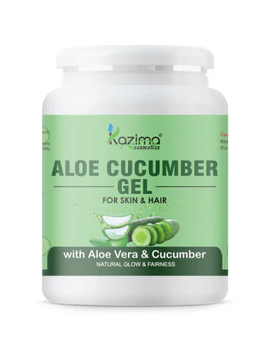 KAZIMA Aloe Cucumber Gel with Pure Aloe Vera & Cucumber for Face, Skin & Hair - Exfoliate Skin, Reduces Acne Scars, Wrinkles, Sunburn, Dark Circles & Moisturizes Skin
