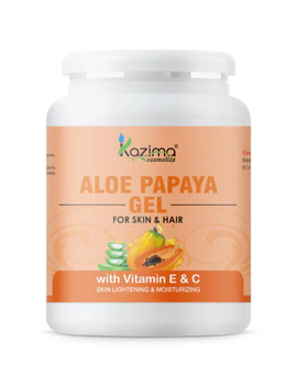KAZIMA Aloe Papaya Gel with Pure Aloe Vera, Papaya & Vitamin C, E for Face, Skin & Hair - Moisturizing, Skin Brightening, Acne Scars, Wrinkles, Sunburn & Dark Circles