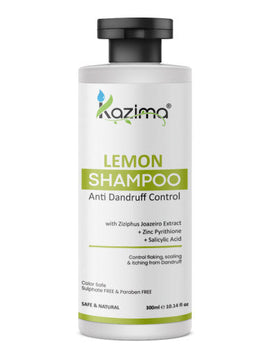KAZIMA Lemon Anti-Dandruff Shampoo 300ml - Refreshing Formula to Combat Flakes, Soothe Itchy Scalp, and Promote Healthy