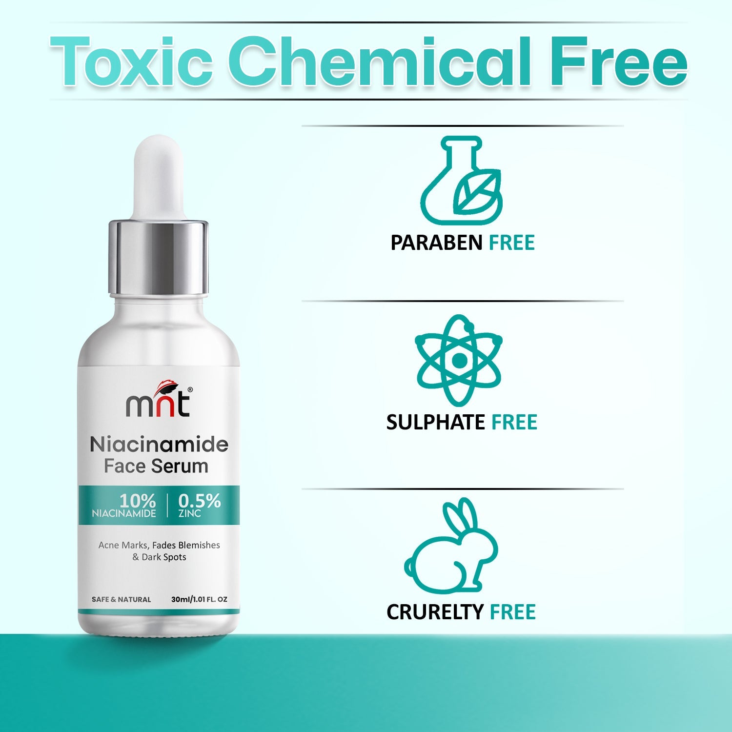 MNT 10% Niacinamide Face Serum with 0.5% Zinc, 30ml – Targets Acne Marks, Blemishes, and Uneven Skin Tone for Clearer Skin