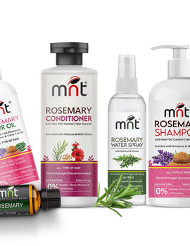MNT Rosemary Hair Growth Kit - Complete Set with Shampoo, Conditioner, Hair Oil, Water Spray Toner & Essential Oil for Stronger, Healthier Hair Growth and Scalp Care