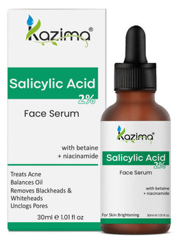 KAZIMA 2% Salicylic Acid Face Serum for Acne, Blackheads, Open Pores & Excess Oil Control – Ideal for Oily Skin | For Women & Men | 30 ml