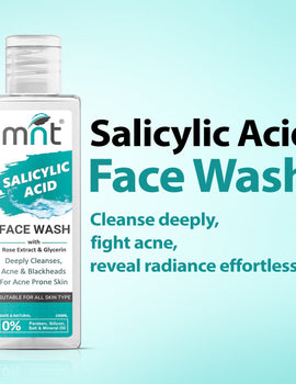 MNT Salicylic Acid Face Wash with Rose Extract & Glycerin for Deep Cleansing, Blackheads & Acne Prone Skin, 100 ml