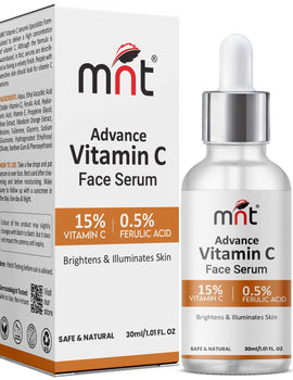 MNT 15% Vitamin C Face Serum with 0.5% Ferulic Acid – Powerful Antioxidant Formula for Glowing, Youthful Skin, Reduces Dark Spots, Firms and Hydrates, 30ml