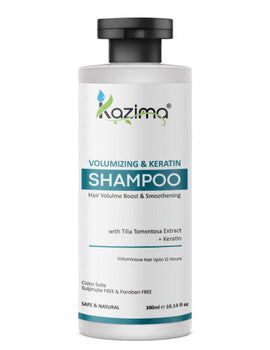KAZIMA Volumizing & Keratin Shampoo 300ml - Adds Volume, Smoothens, and Strengthens Hair for Fullness, Shine & Silky Softness
