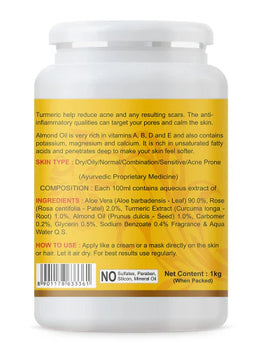 KAZIMA Aloe Turmeric Gel with Pure Aloe Vera, Turmeric & Vitamin A, B, D, E for Face, Skin & Hair - Moisturizing, Skin Brightening, Acne Scars, Wrinkles, Sunburn & Dark Circles