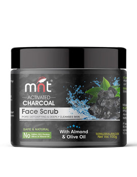 MNT Activated Charcoal Face Scrub for Men & Women | Exfoliates Skin | Removes Dirt & Impurities | Unclog Pores | Anti-Pollution Gentle Scrub for Deep Pore Cleansing & Blackhead Removal | 100 g