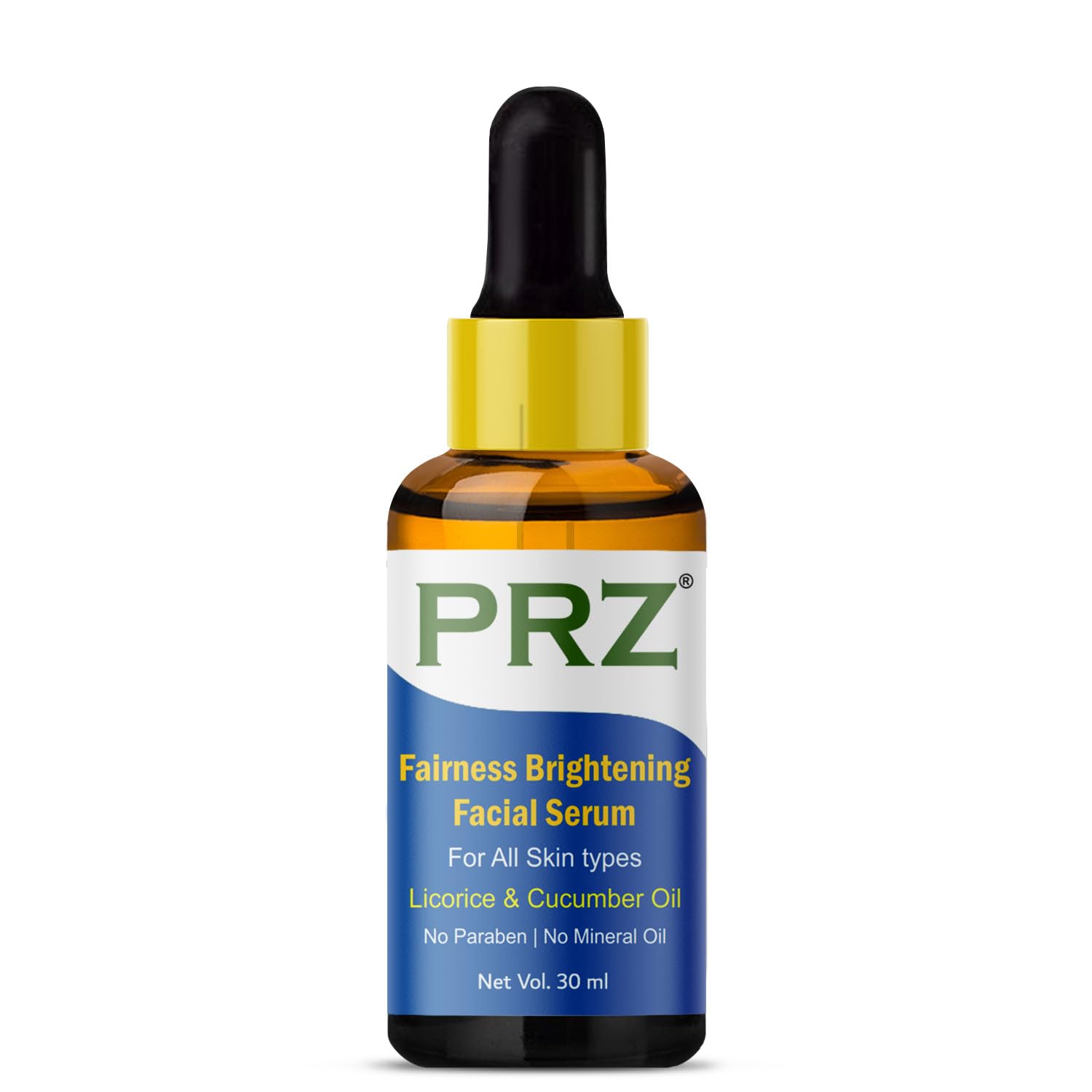 PRZ Fairness Brightening Facial Serum (30ML) For All Skin types - Under Eye Dark Circles, Anti Aging, Skin Fairness Brightening With Licorice & Cucumber Oil (No Paraben | No Mineral Oil)