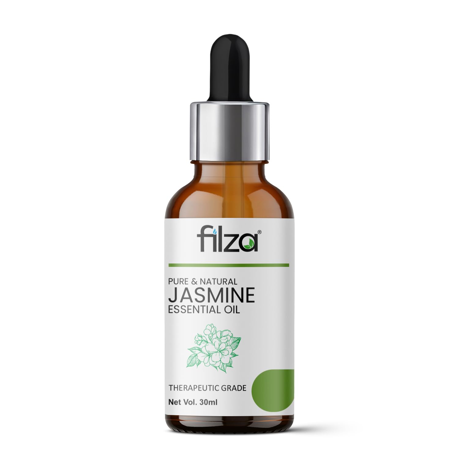FILZA Jasmine Essential Oil, 15 ml - For Skin Care, Hair Growth & Aromatherapy | Pure Jasmine Oil for Stress Relief, Diffusers, Bathing, Meditation, Soap Making & Fragrance
