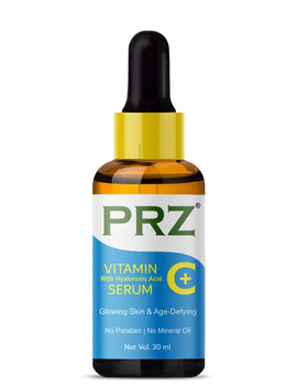 PRZ Vitamin C Serum (30ML) With Hyaluronic Acid, Glowing Skin & Age-Defying, Fairness Brightening Vitamin C Super Strength (No Paraben | No Mineral Oil)