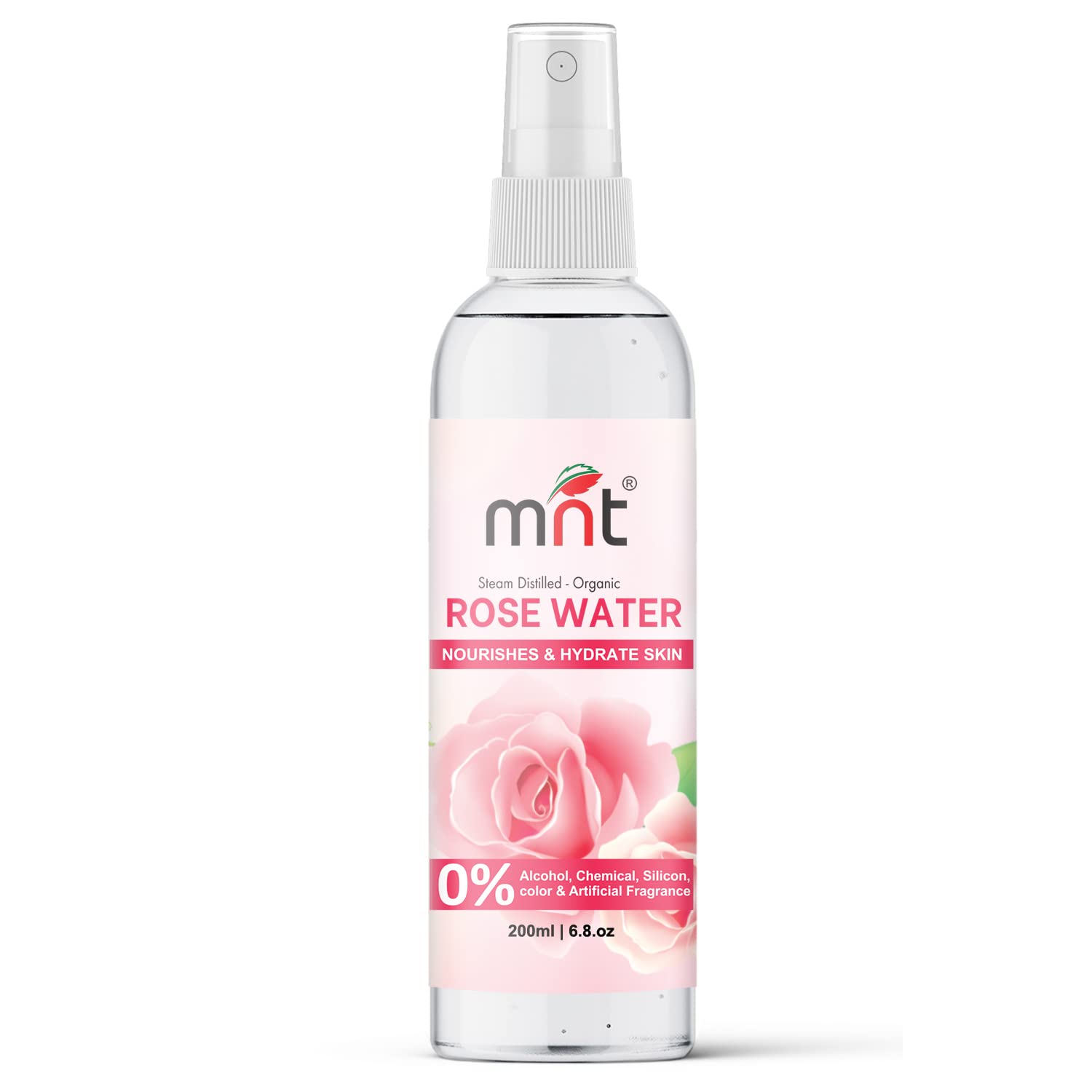 MNT Steam Distilled Organic Rose Water (Kannauj Gulab Jal) - 100% Pure & Natural Hydrating Facial Toner, 200 ml