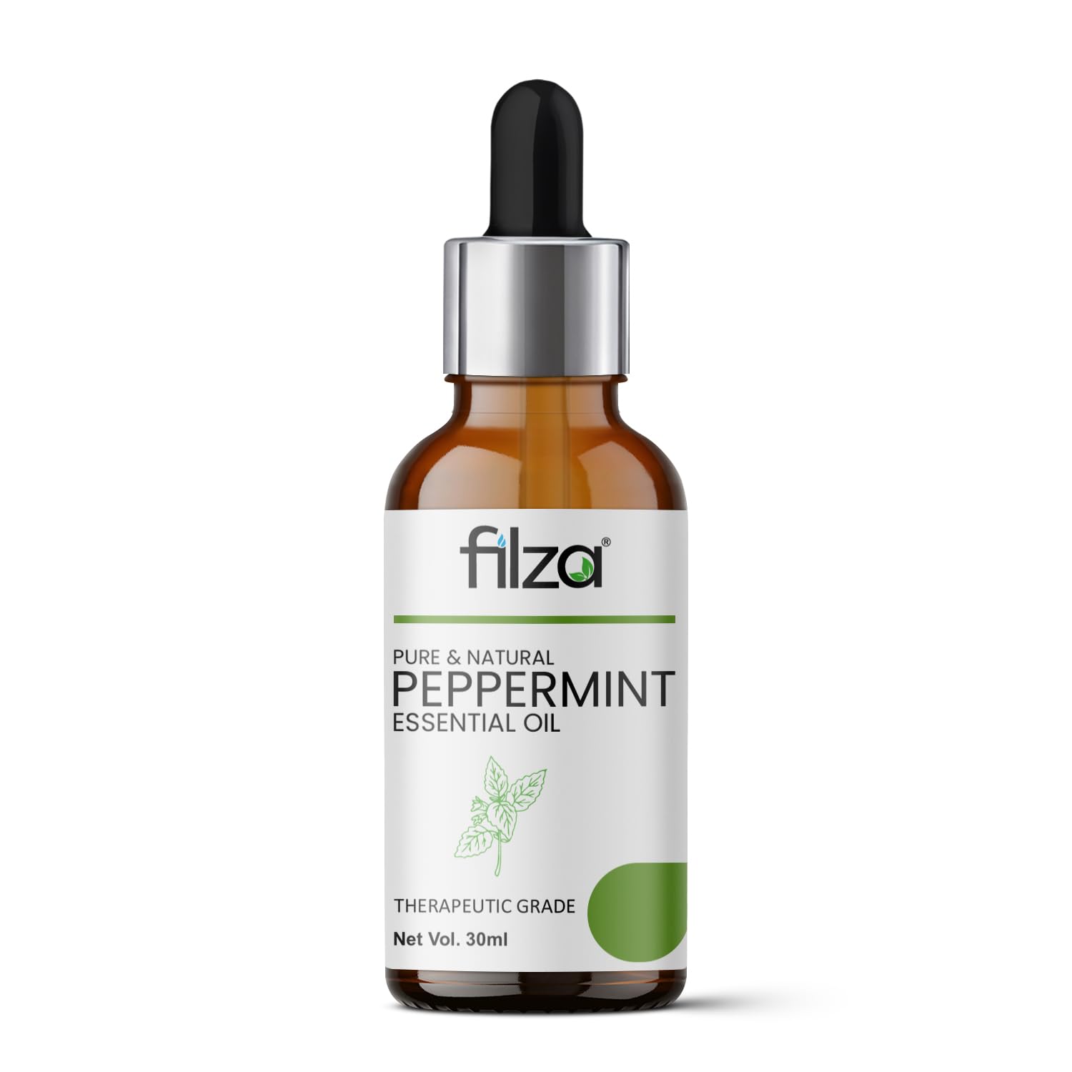FILZA Peppermint Essential Oil, 15 ml - For Hair, Skin Care, Diffuser & Aromatherapy | Pure Peppermint Oil for Cold and Soothing Relief