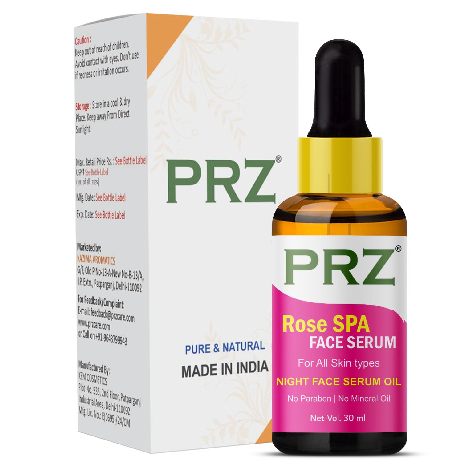 PRZ Rose SPA Face Serum (30ML) Night Face Serum For All Skin Type - Helps in Tightening Skin Tissues, Opening Skin Pores on the Face, Controlling the Greasiness & Facial Skin Wrinkles (No Paraben | No Mineral Oil)