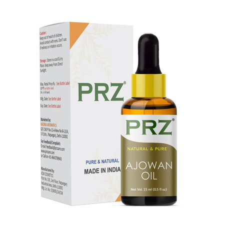 PRZ Ajwain Essential Oil - Pure Natural & Therapeutic Grade Oil for Skin Care & Hair Care, 15 ml