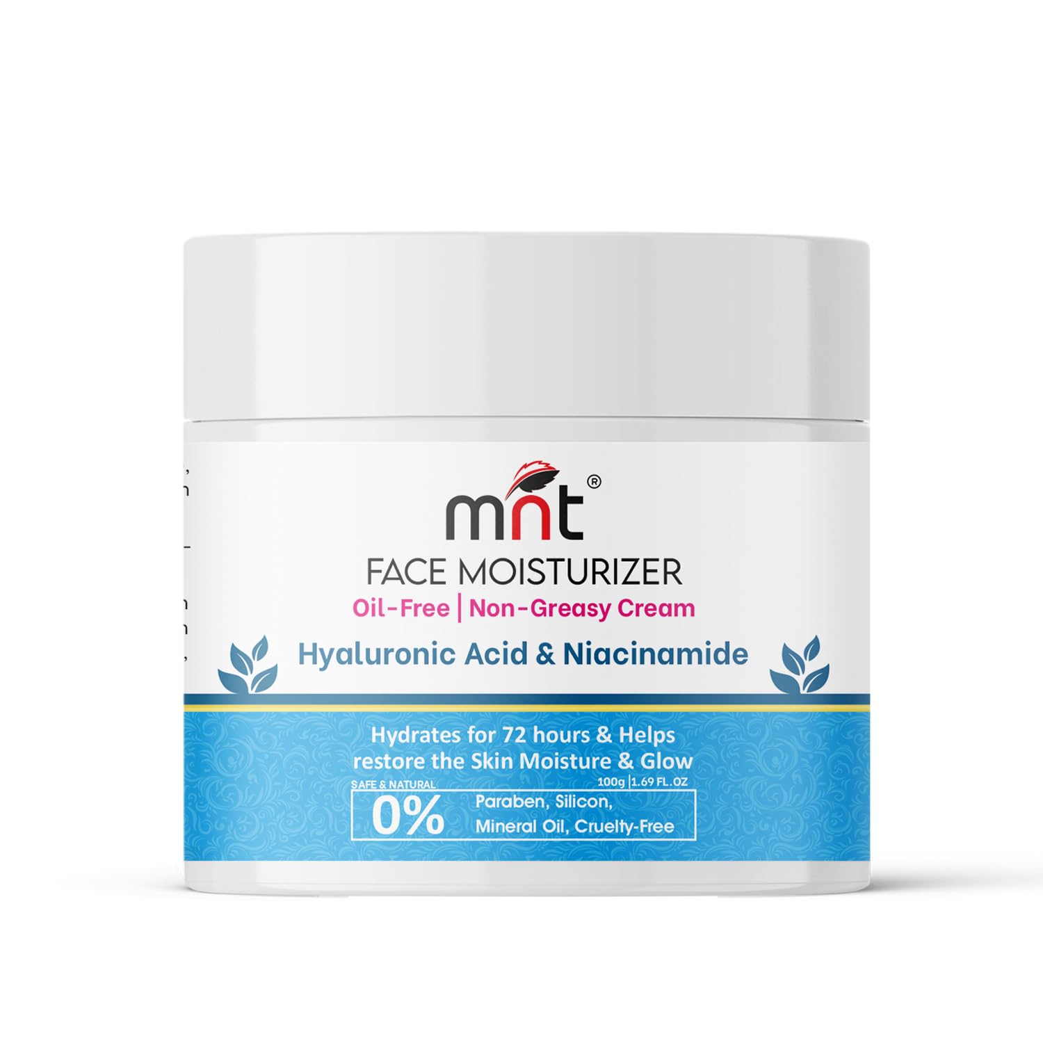 MNT Niacinamide & Hyaluronic Acid Face Moisturizer Cream for Plumping and Hydrating Skin | Anti-Aging Face Moisturizer for Dry Skin | Non-Greasy & Oil Free Cream | 100 g