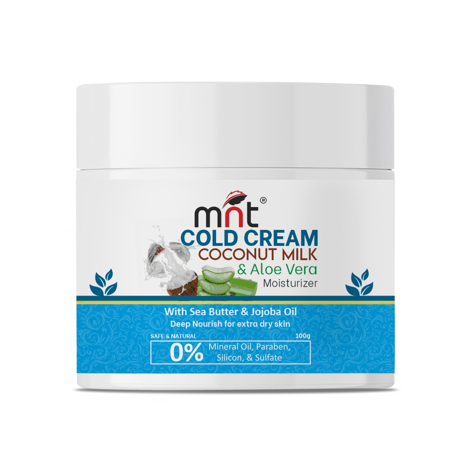 MNT Coconut Milk & Aloe Vera Cold Cream Moisturizer for Face, Hand and Body | Winter Cream for Dry Skin with Vitamin E | For Men & Women | 100 g