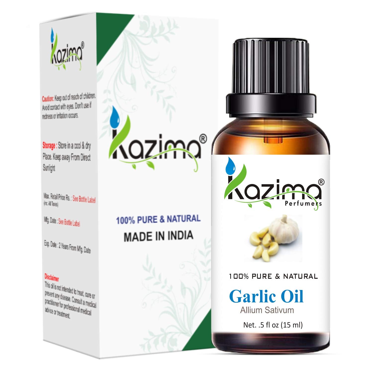 KAZIMA Garlic Essential Oil - 100% Pure Natural & Undiluted For Skin & Hair care (15ml)