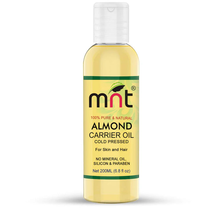MNT 100% Pure Cold Pressed Almond Carrier Oil for Skin, Hair, Face, Body & Massage