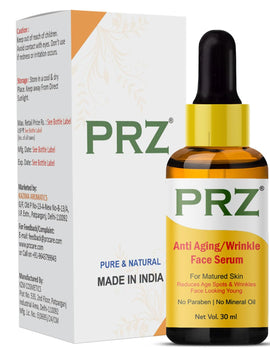 PRZ Anti Aging Wrinkle Face Serum (30ML) For Matured Skin, Reduces Age Spots & Wrinkles Face Looking Young (No Paraben | No Mineral Oil)