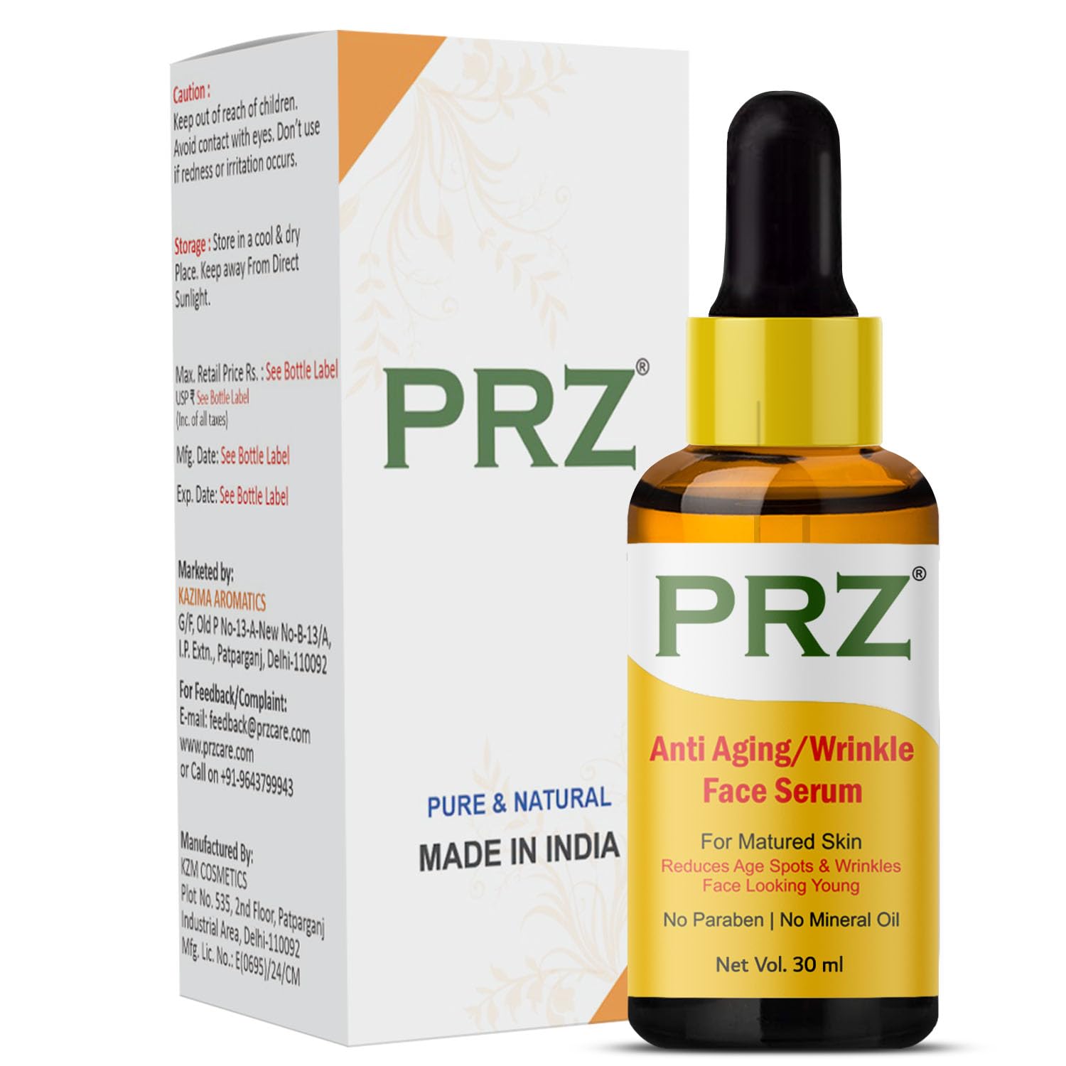 PRZ Anti Aging Wrinkle Face Serum (30ML) For Matured Skin, Reduces Age Spots & Wrinkles Face Looking Young (No Paraben | No Mineral Oil)