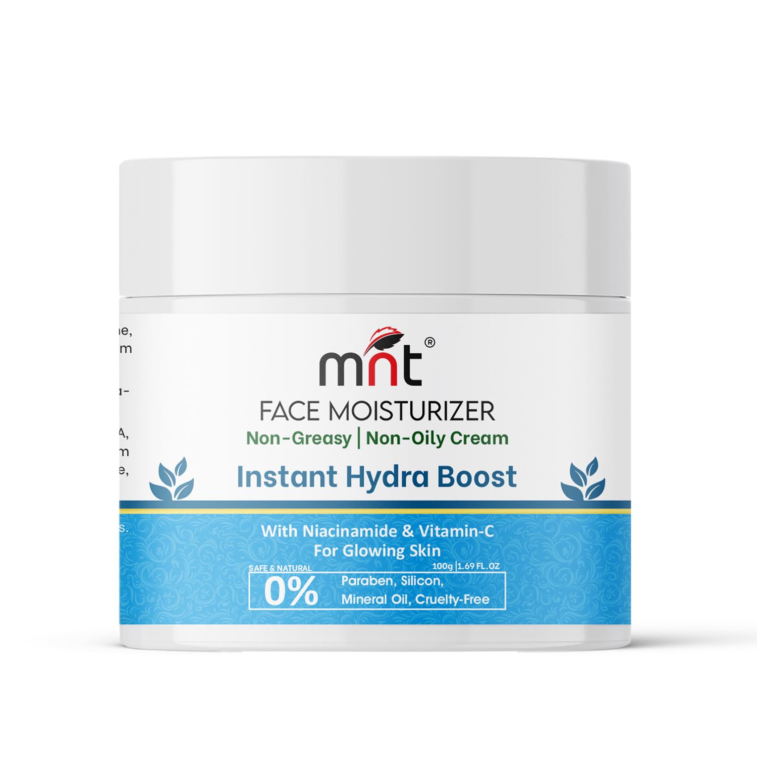 MNT Instant Hydra Boost Face Moisturizer Cream for Glowing and Softer Skin with Niacinamide & Vitamin C | Face Moisturizer for Dry Skin Hydration | Non-Greasy & Oil Free Cream | 100 g
