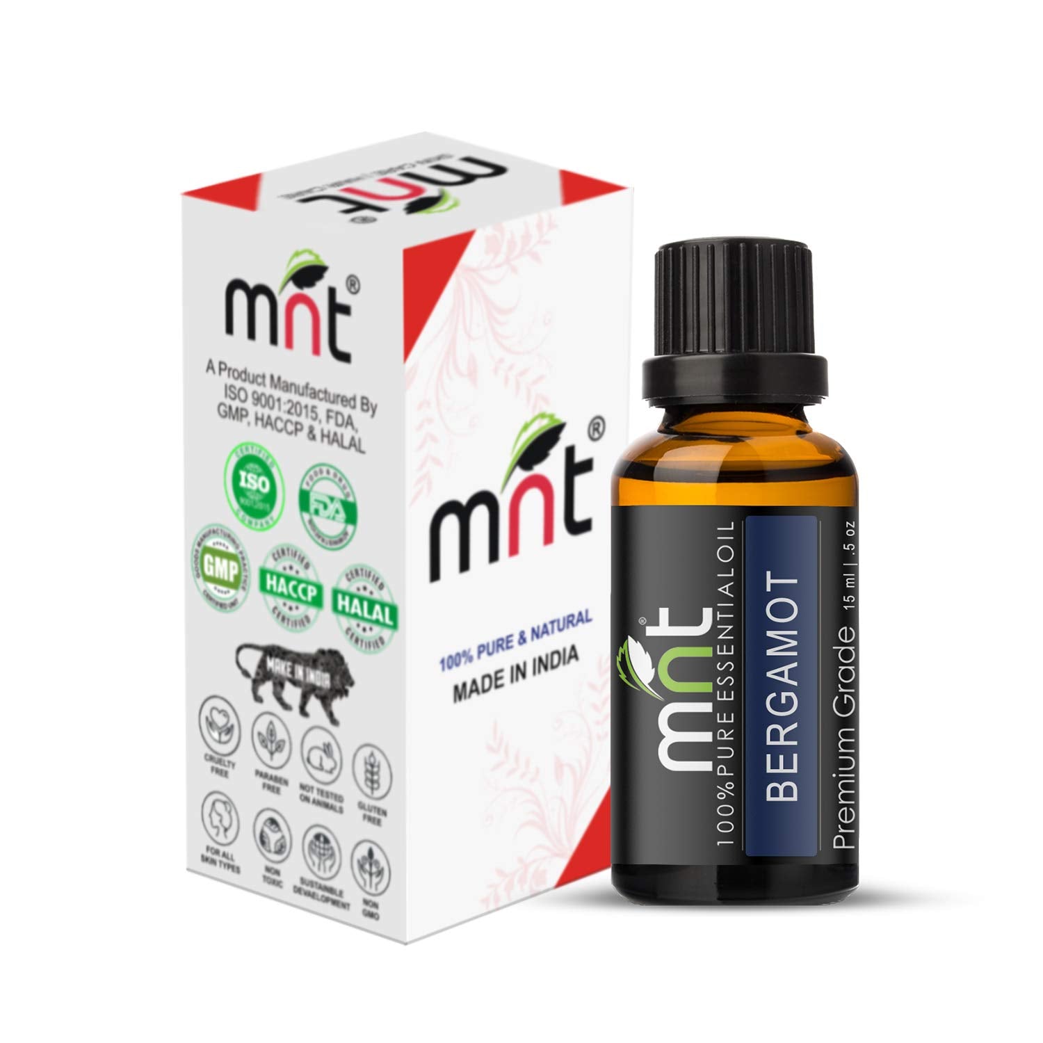 MNT Bergamot Essential Oil 100% Pure Natural & Undiluted For Aromatherapy, Massage & Skin care (15ML)