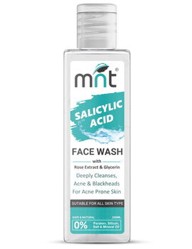 MNT Salicylic Acid Face Wash with Rose Extract & Glycerin for Deep Cleansing, Blackheads & Acne Prone Skin, 100 ml