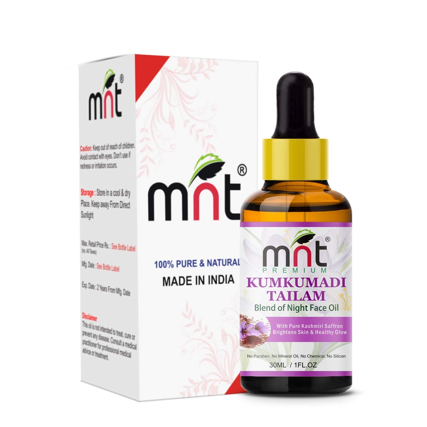 MNT Kumkumadi Tailam for Skin Brightening, Whitening, Healthy & Glowing Skin, 30ml