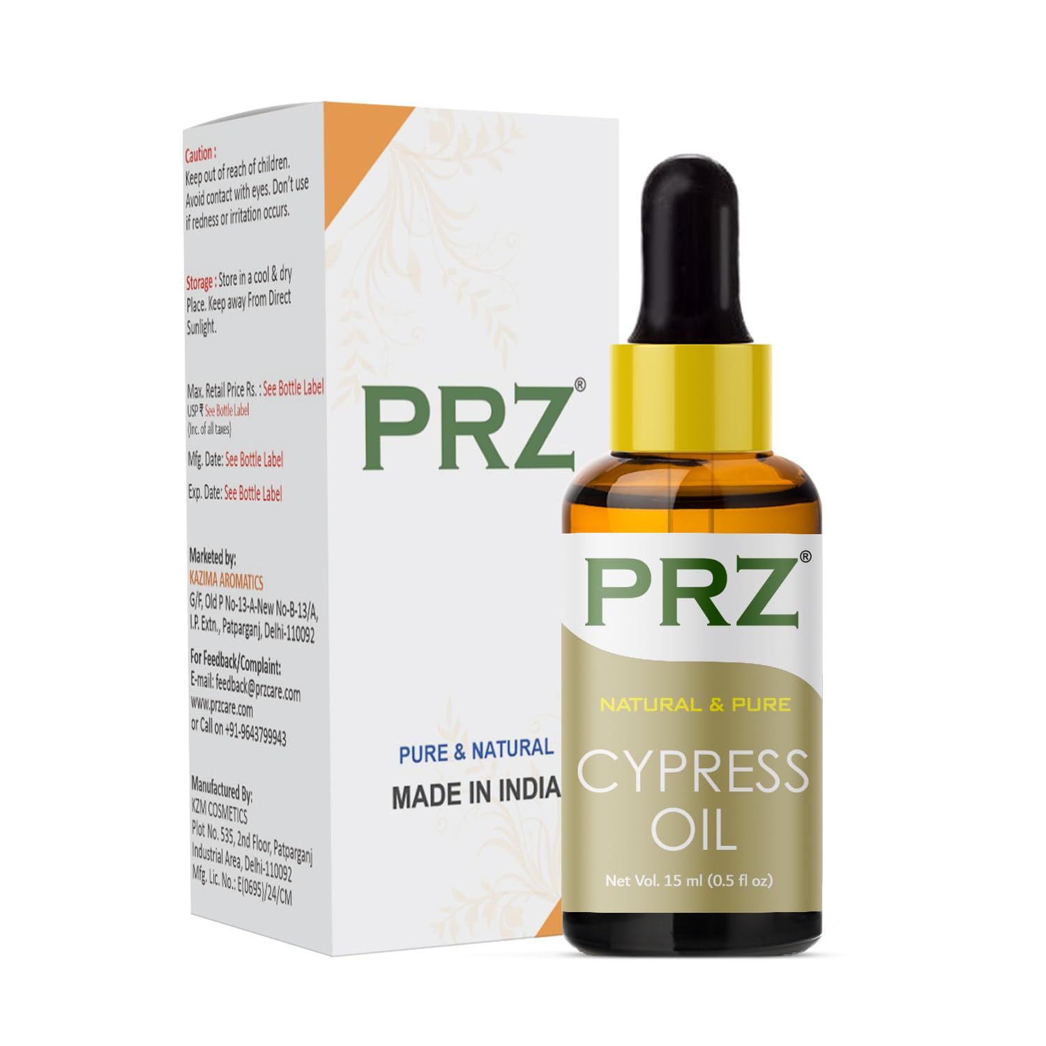 PRZ Cypress Essential Oil - Pure Natural & Therapeutic Grade Oil for Aromatherapy, Skin Care & Hair Care