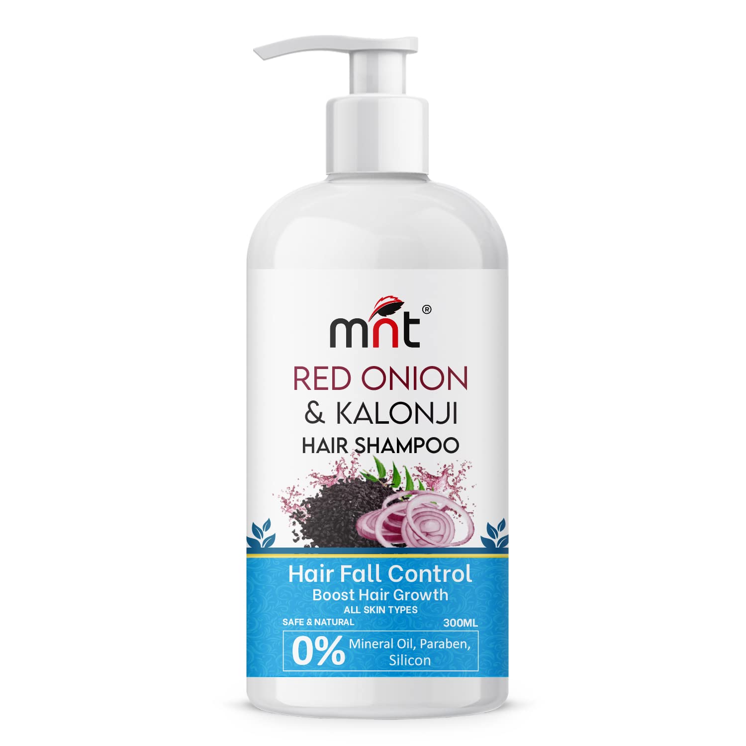 MNT Red Onion & Kalonji Hair Shampoo for Hair Fall Control and Hair Growth with Onion & Black Cumin Seed Oil, 300 ml
