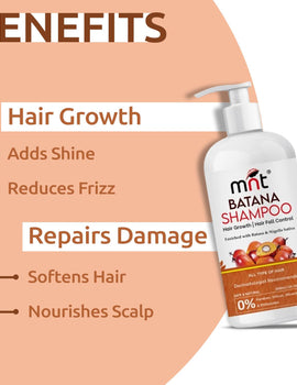 MNT Batana Shampoo with Methi Dana & Curry Leaf for Hair Fall & Dandruff Control | Strengthens and Reduces Breakage | Helps Repair Damaged Hair & Split ends | Promotes Voluminous & Thick Hair| 300 ml