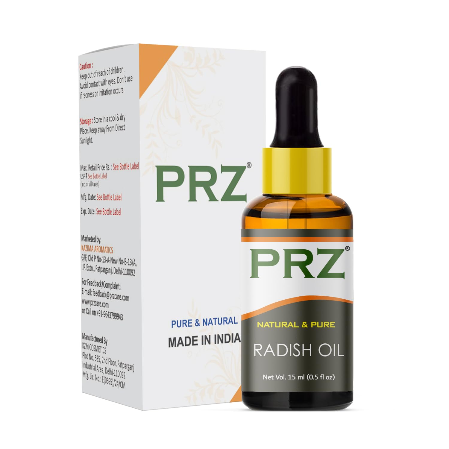 PRZ Radish Seed Cold Pressed Carrier Oil - Pure Natural Therapeutic Grade Oil for Skin Care & Hair Care