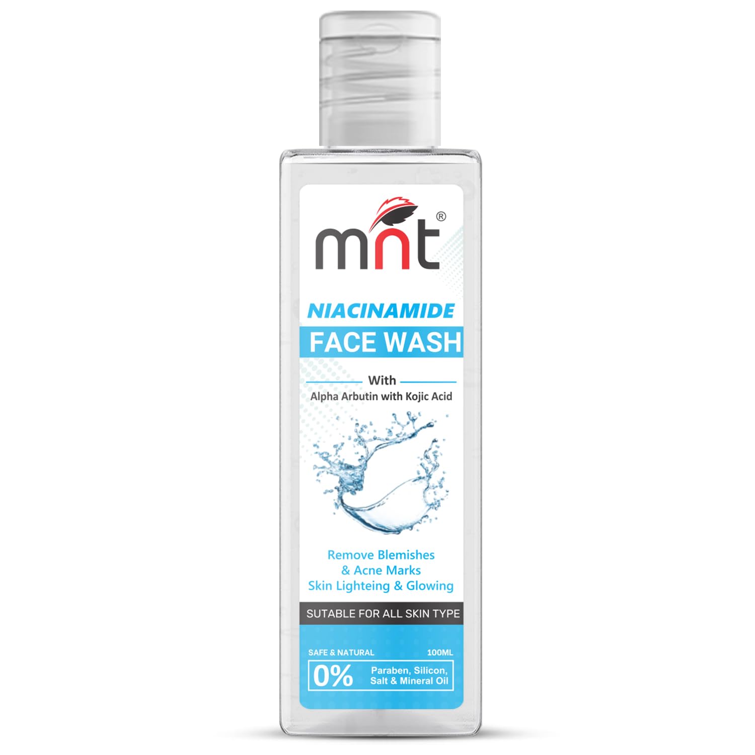 MNT Niacinamide Face Wash with Alpha Arbutin & Kojic Acid for Oil Clear, Dark Spots, Acne Marks & Pigmentation, 100 ml