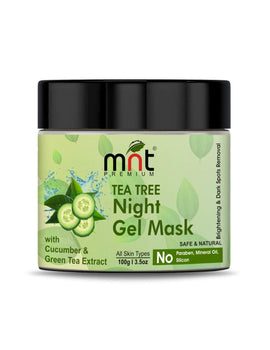 MNT Tea Tree Night Gel Mask with Cucumber & Green Tea Extract for All Skin Types Skin Brightening| Dark Spot Removal, 100g