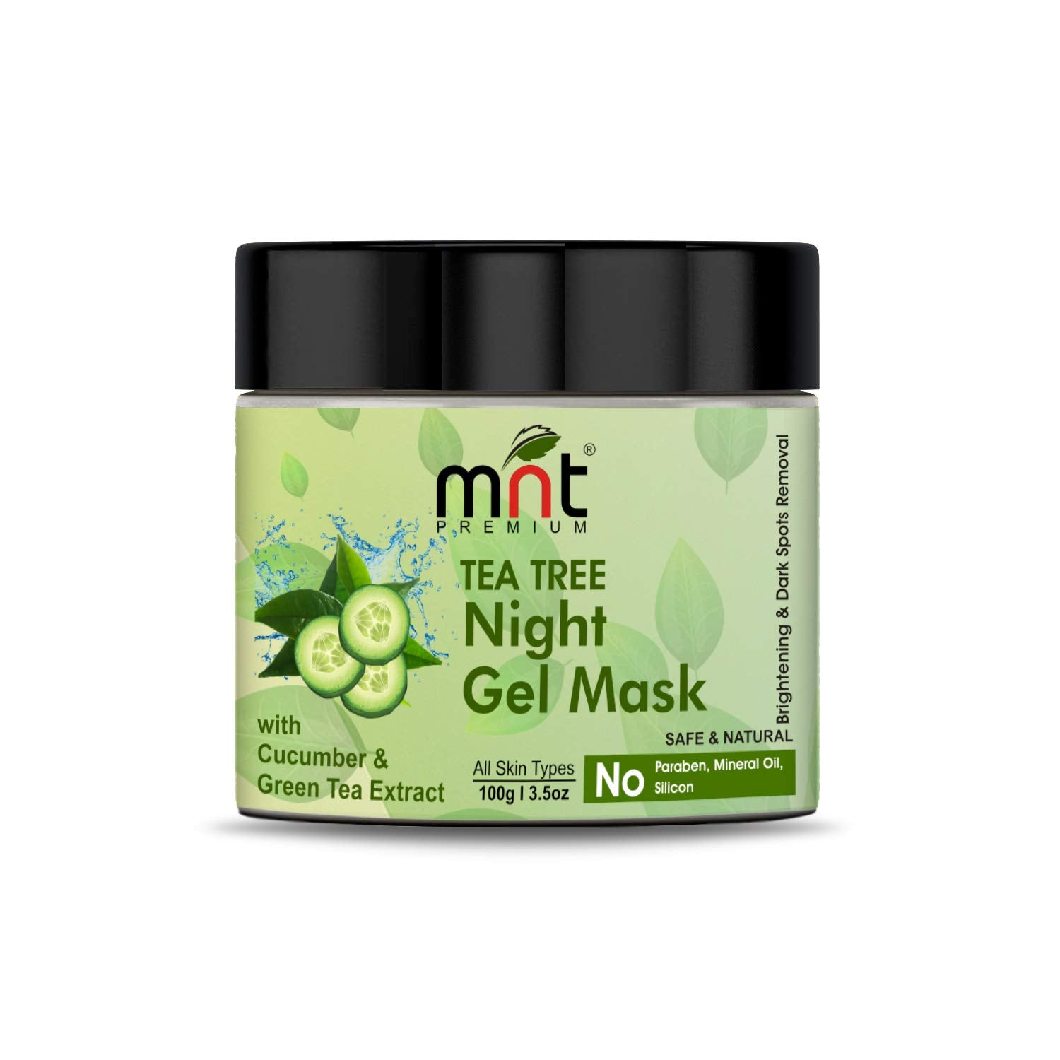 MNT Tea Tree Night Gel Mask with Cucumber & Green Tea Extract for All Skin Types Skin Brightening| Dark Spot Removal, 100g