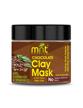 MNT Chocolate Clay Mask with Coffee Oil & Vitamin C for All Skin Types Polishes| Gently Cleanses|Adds Glow |Unclogs Pores, 100g