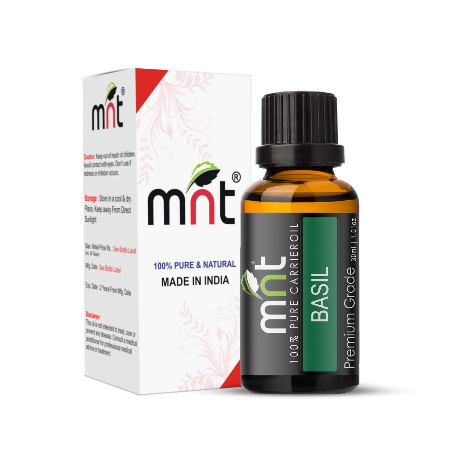 Basil (Tulsi) Essential Oil 100% Pure, Natural & Therapeutic Grade Oil for Hair, Skin, Body Massage & Aromatherapy