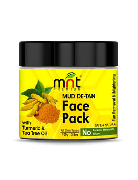 MNT Mud De-Tan Face Pack with Turmeric & Tea Tree Oil for All Skin Types Tan Removal| Skin Brightening, 100g